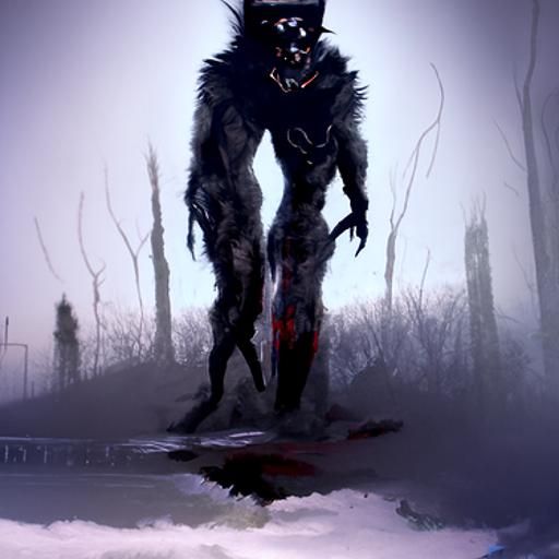 Sinister Werewolf Man in Fantasy Illustration Style
