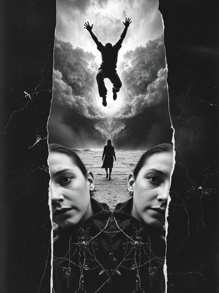 Surreal Paranormal Scene in Black and White