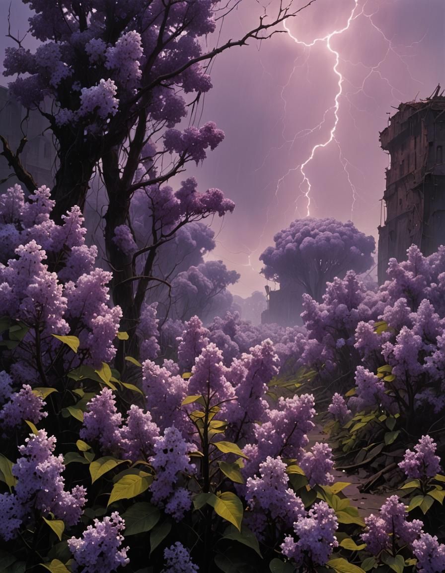 Post-Apocalyptic Lilacs in Grotesque Style
