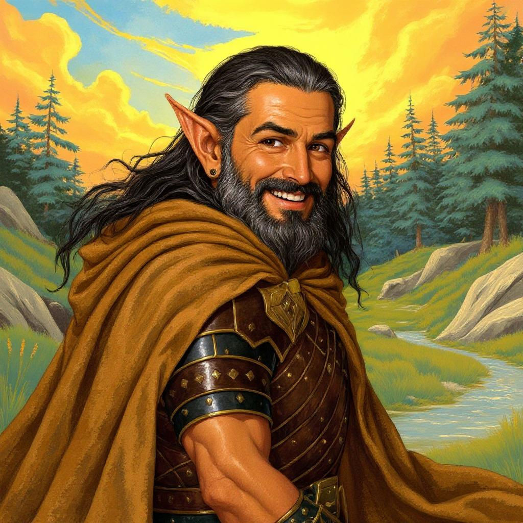 Elven King with Silver Hair Winking Portrait