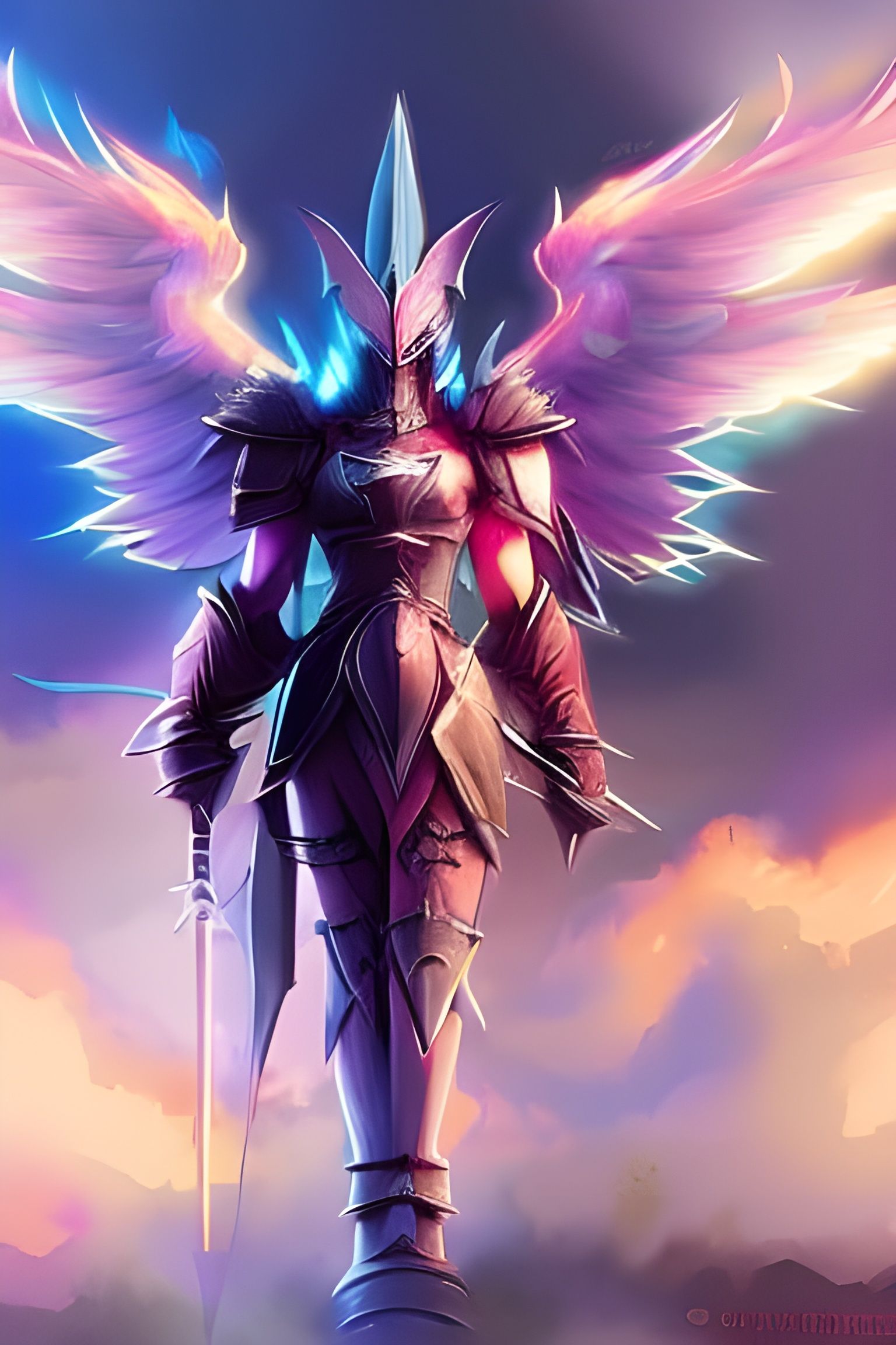 Armored Angel Warrior with Glowing Spear