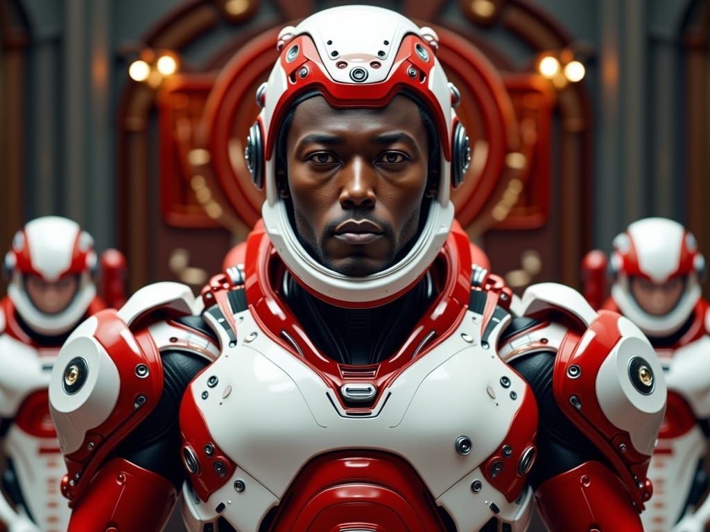 Sci-Fi Soldier in Futuristic Throne Room