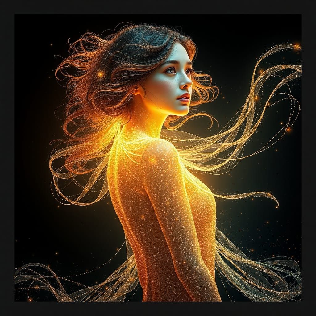 Stardust Woman Portrait in Art Nouveau Style