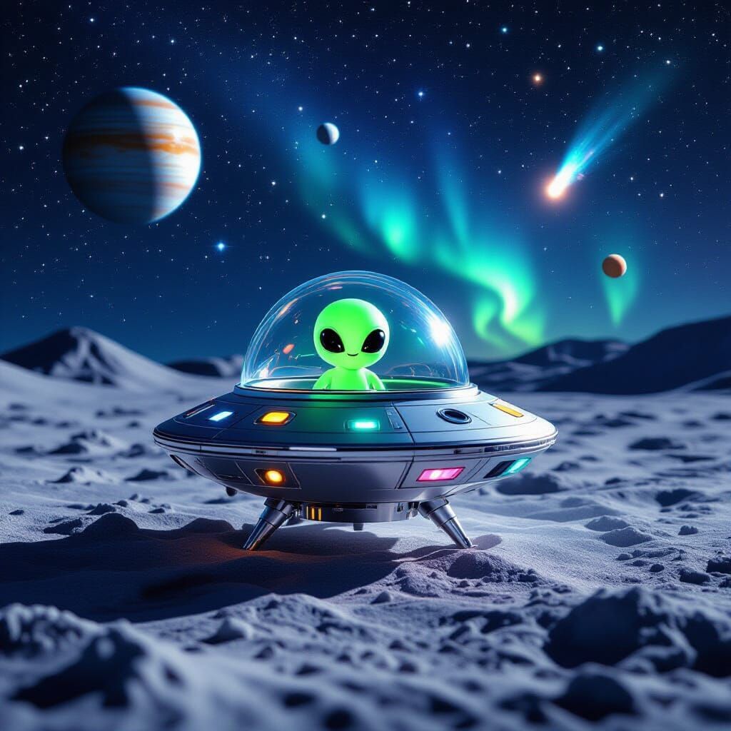 Hyperrealistic Alien Spaceship on the Moon