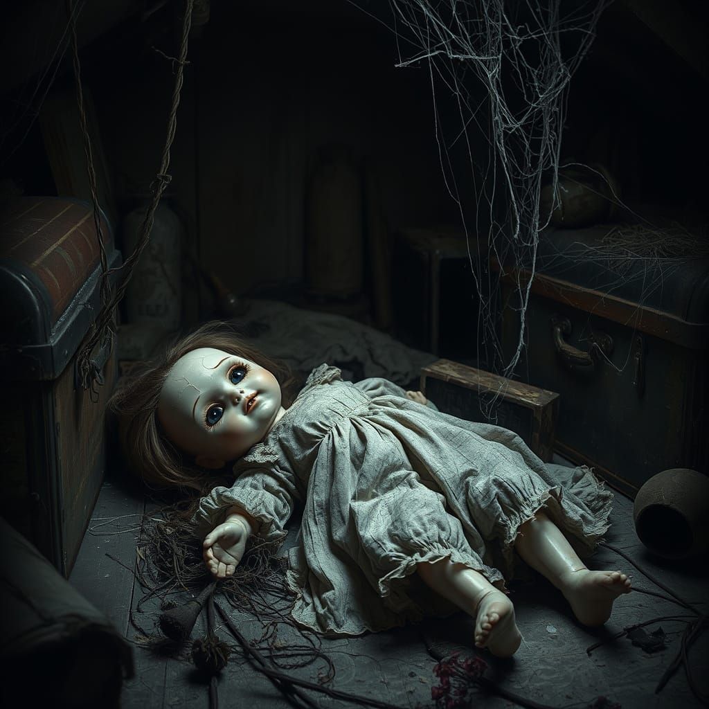 Forsaken Doll in Eerie Attic Scene