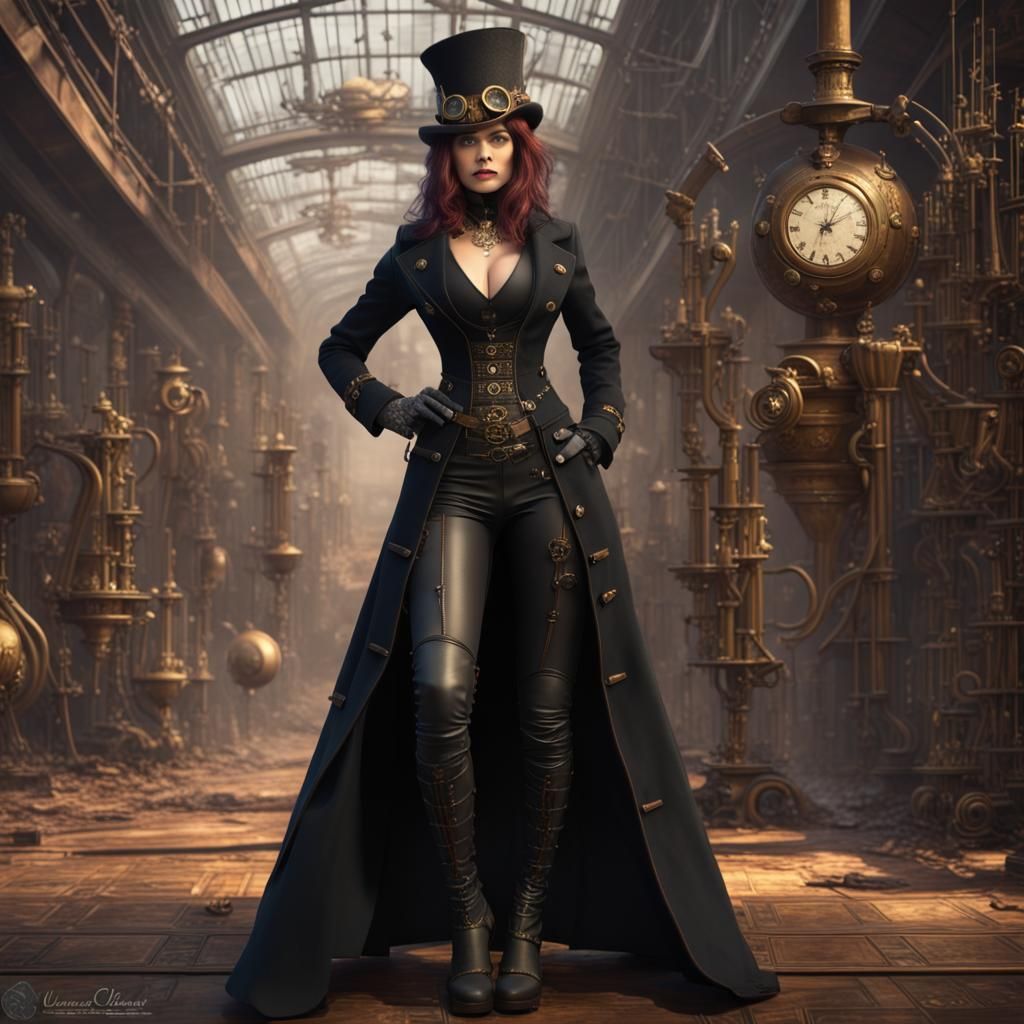Steampunk Lady in Detailed Matte Painting