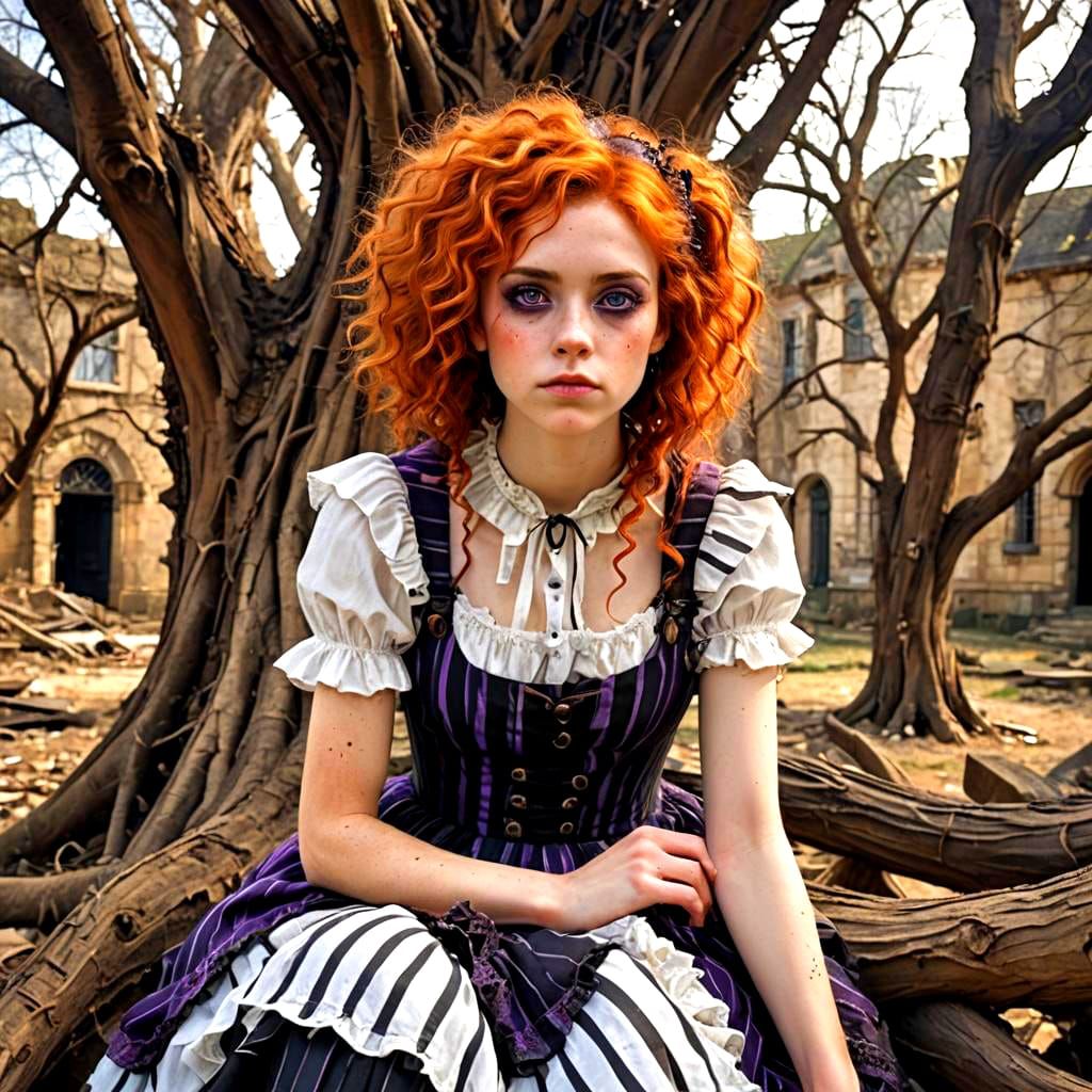 Steampunk Mad Girl Drinking Tea at Asylum