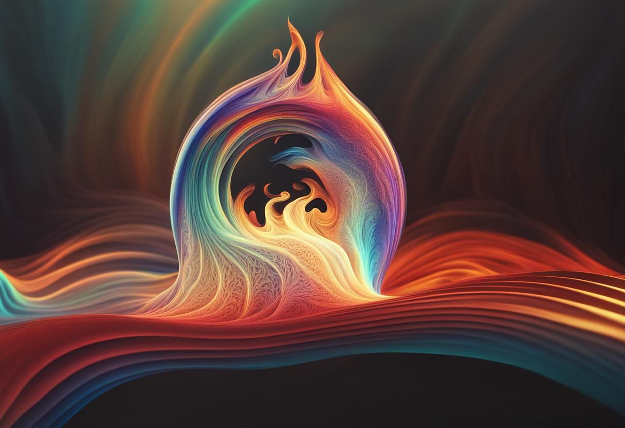 Hyperrealistic Iridescent Burning Waterfall Photography