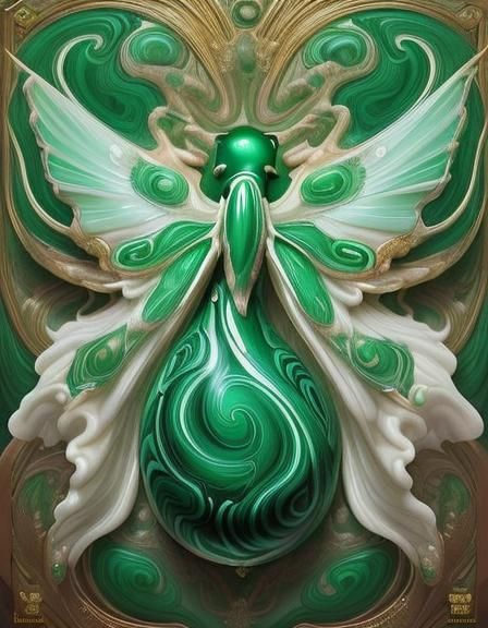 Jade Angel Woman Portrait in Art Nouveau Style