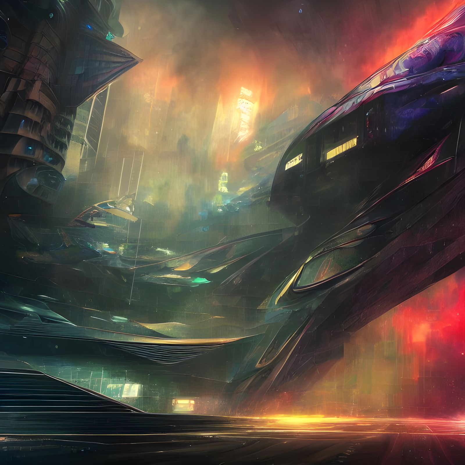 Scales of Justice in Cyberpunk Style