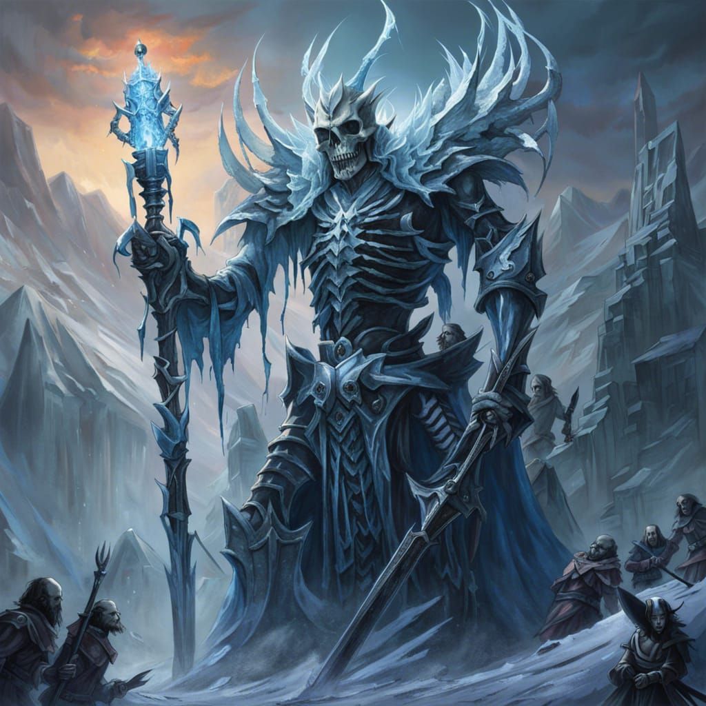 Icy Demonic Skeleton Over Undead Servants