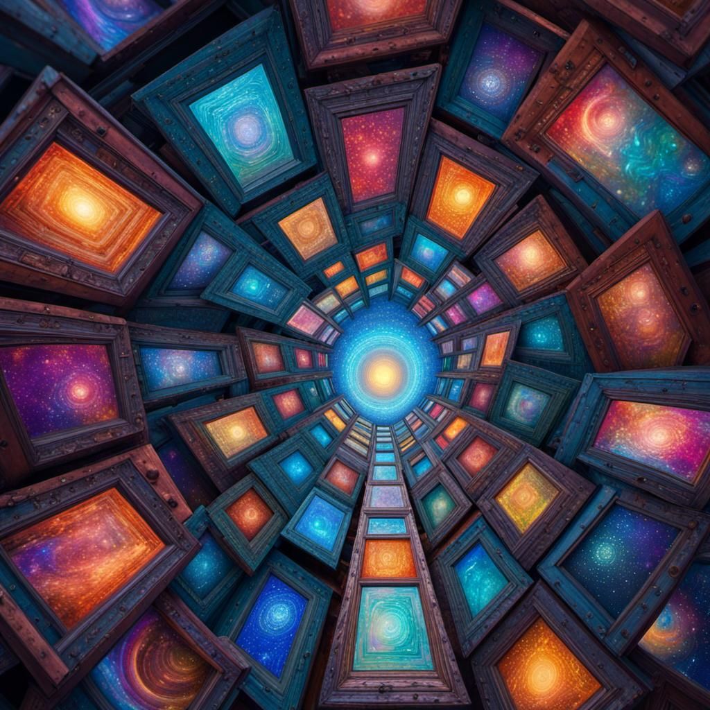 Holographic Multicolored Doors in Astral Landscape