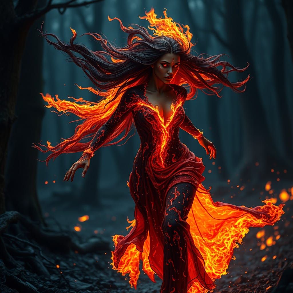 Cybergothic Goddess Runs Through Haunting Forest