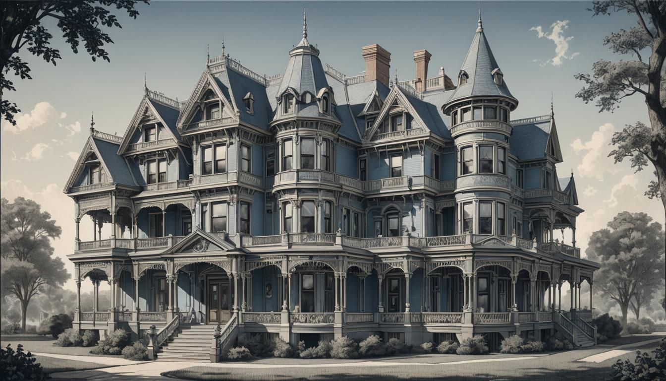 Victorian Mansion Blueprint in Classic Architectural Style