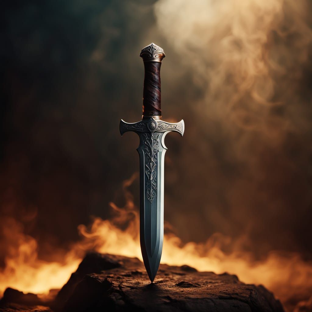 Adamantine Dagger with Mithril Inlay: Cinematic Close-Up