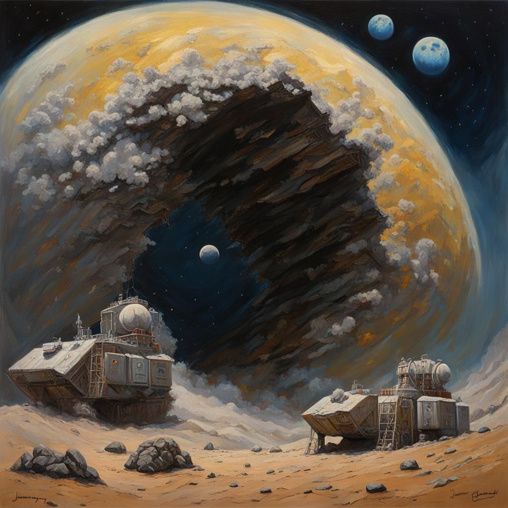 Vault of Explosive Moon Dust in Oil Painting Style