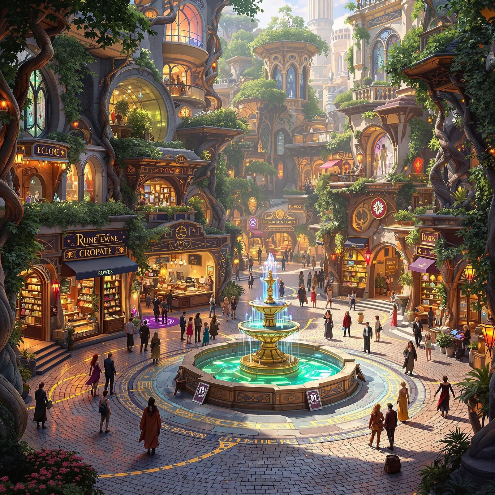 Whimsical Metropolis Marketplace in Vibrant Colors