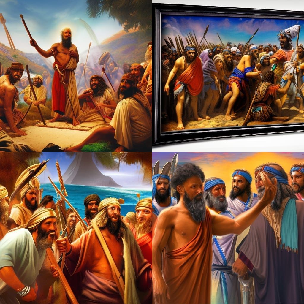 Moses Selfie with Tribes of Israel: Hyperrealistic Art