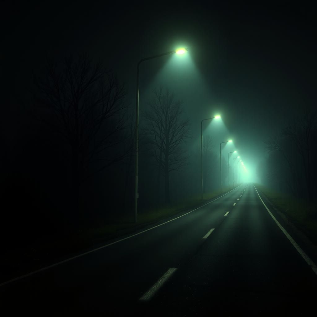 Eerie Glowing Number 13 on Night Roadway