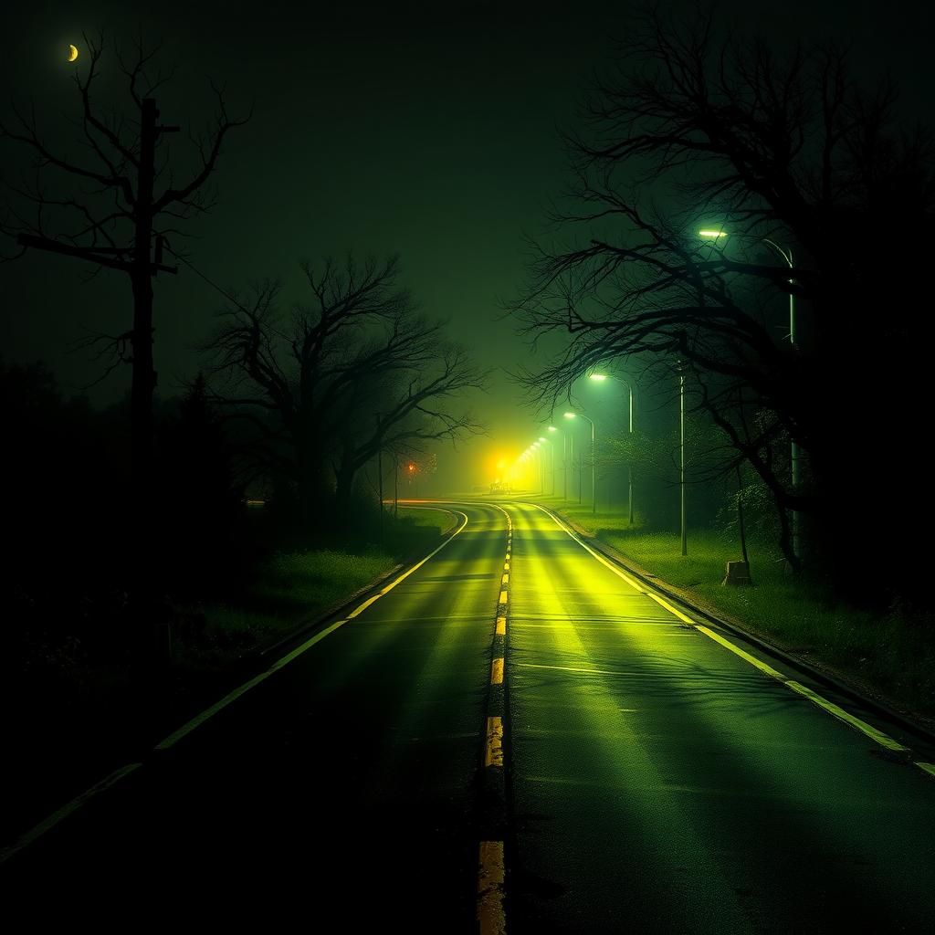 Eerie Number 13 on a Glowing Roadway at Night