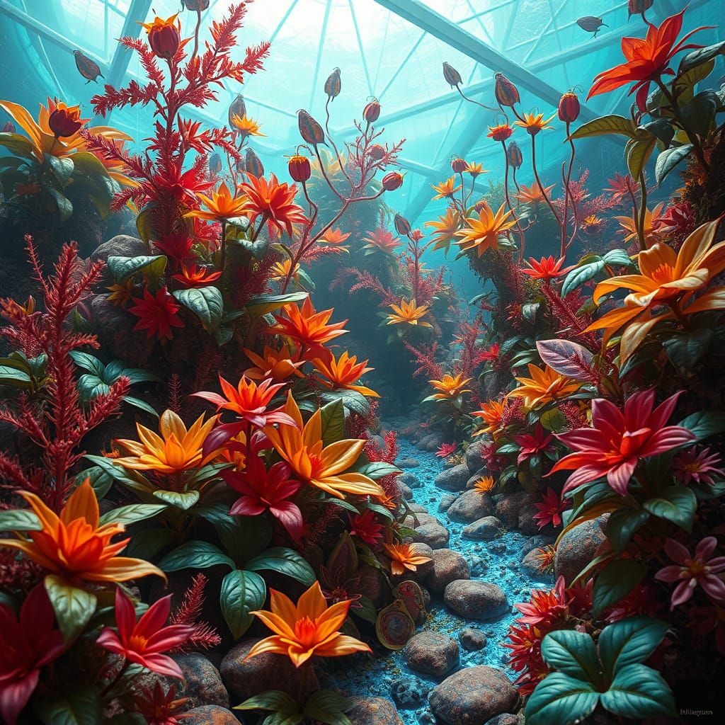 Surreal Mythical Landscape in Vibrant Colors