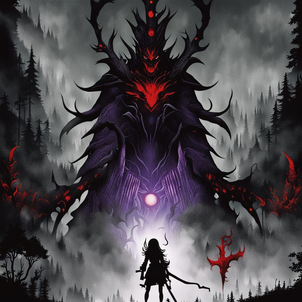 Dark Fantasy Anime Trio Faces Magic Monster in Haunting Fore...