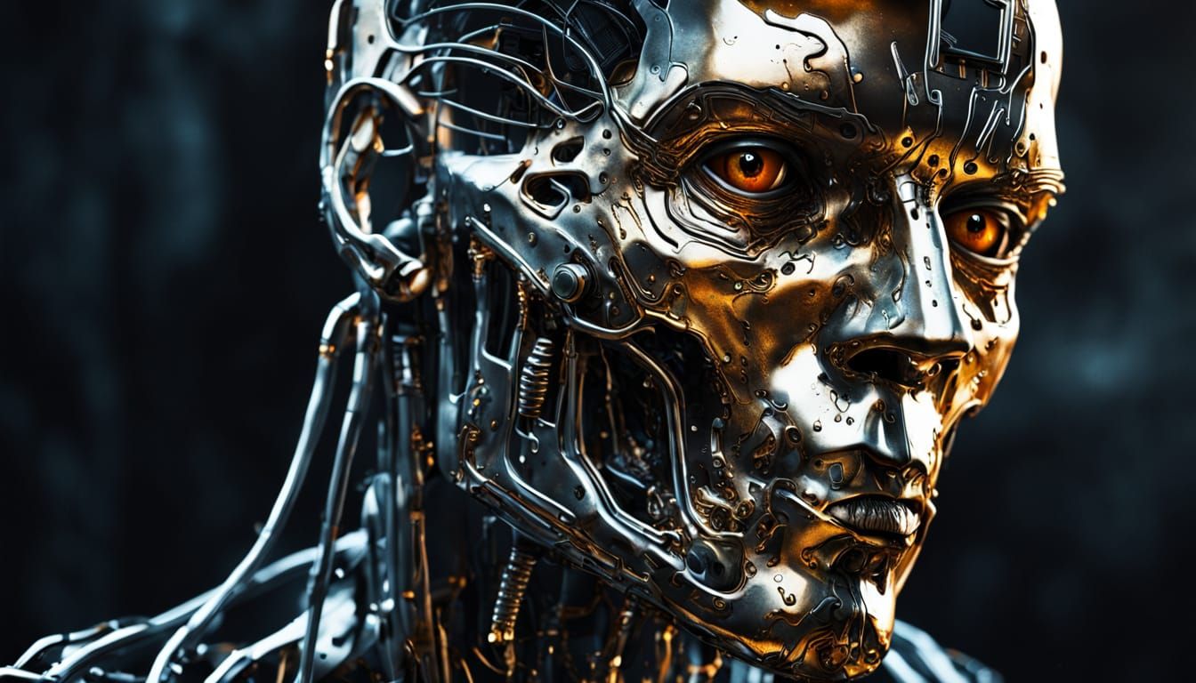 Melting Terminator in Surrealist Style