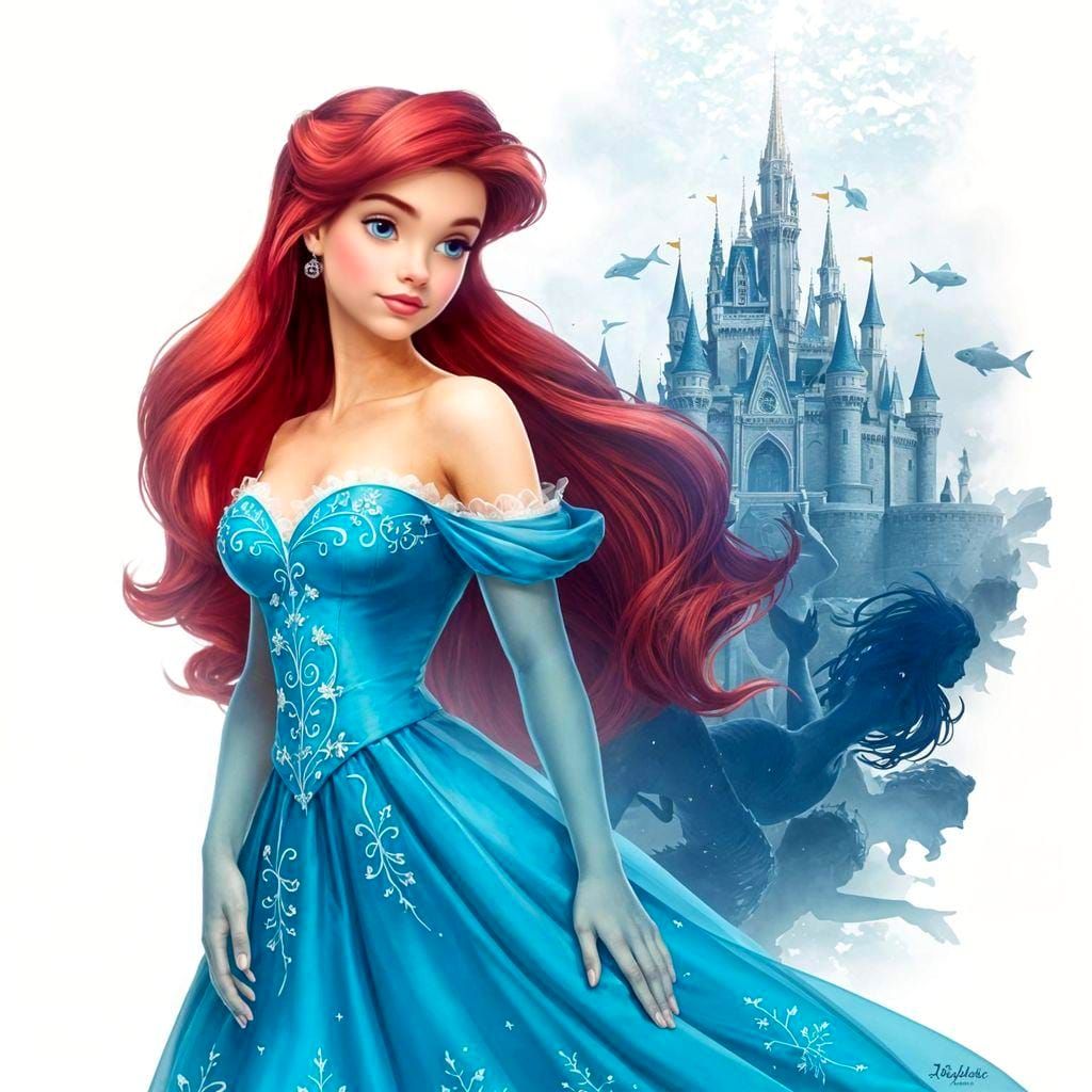 Ariel in Sumptuous Gown with Atlantis Double Exposure