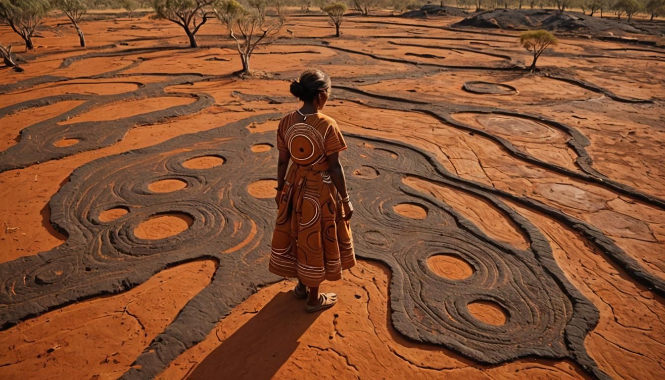 Australian Aboriginal Woman in Ochre Body Paint
