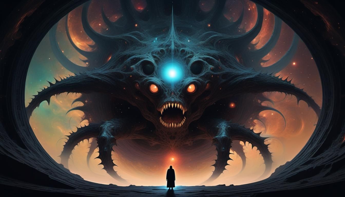 Gothic Sci-Fi Space Monster Emerges from Wormhole