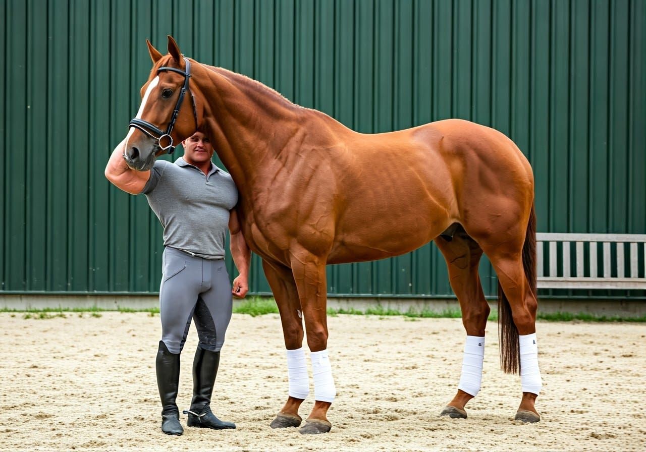 Hyper-Muscular Equestrian Portraits in a Stable Setting