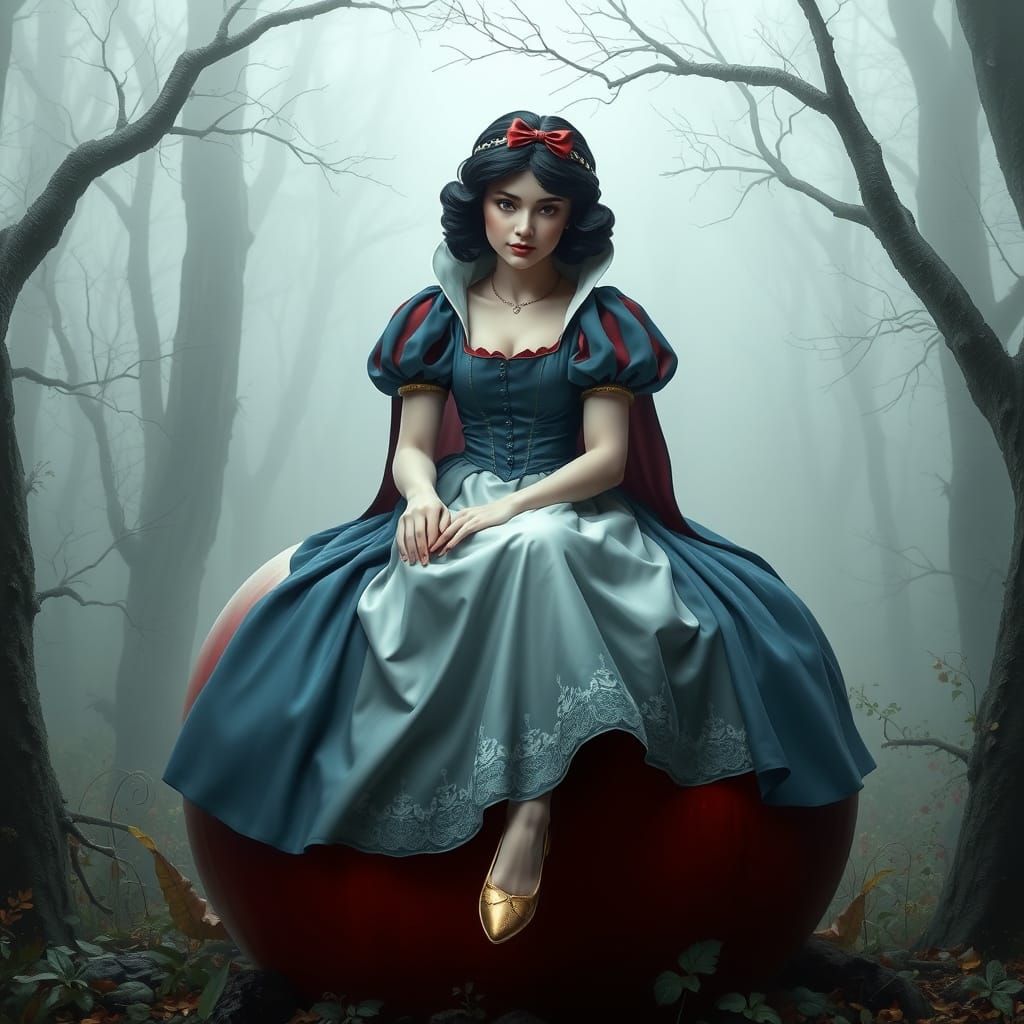 Snow White Surrounded by Autumn's Splendor