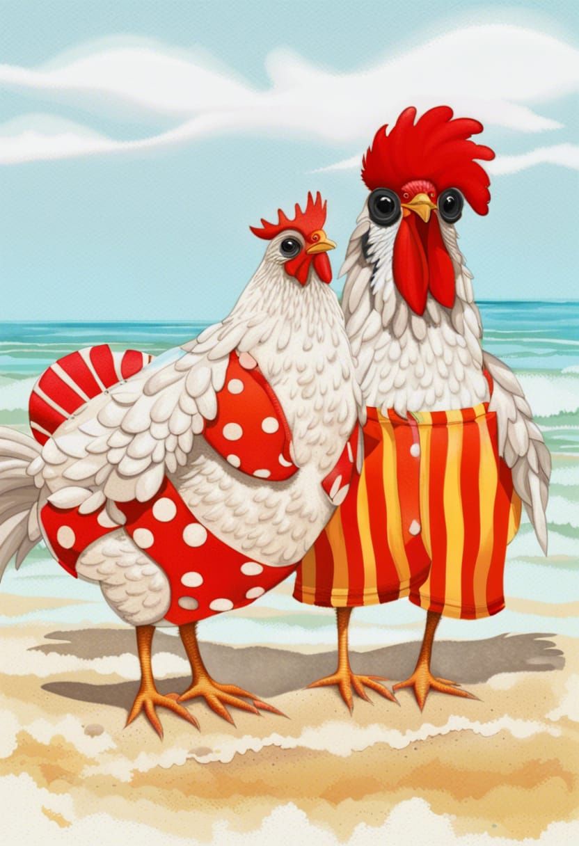 Chickens at the Beach