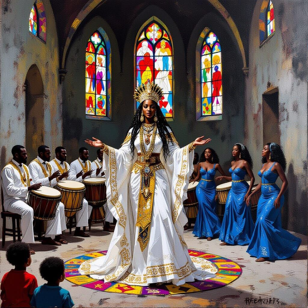 Voodoo Queen in Gold: Basquiat-Style Ceremony