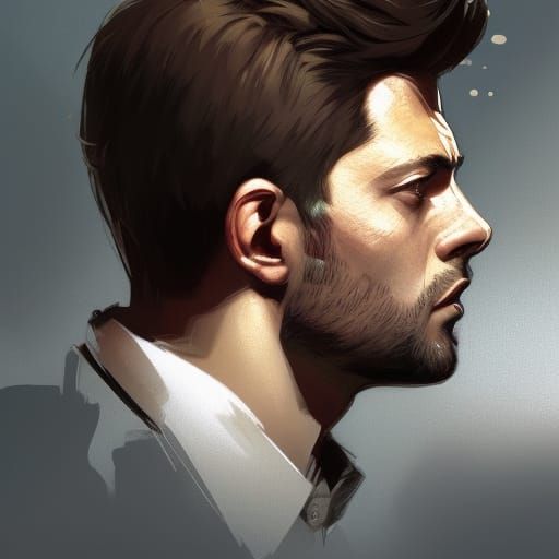 Detailed Portrait of Castiel in Art Nouveau Style