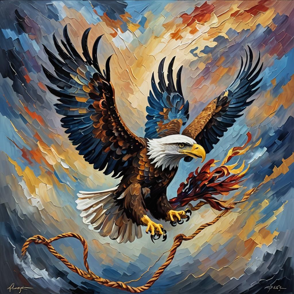 Eagle's Emancipation: Expressionist Oil Painting