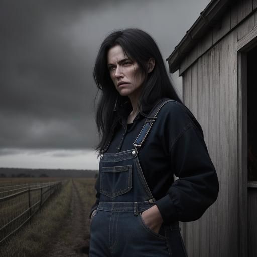 Gloomy Homestead: A Determined Woman in Cinematic Style