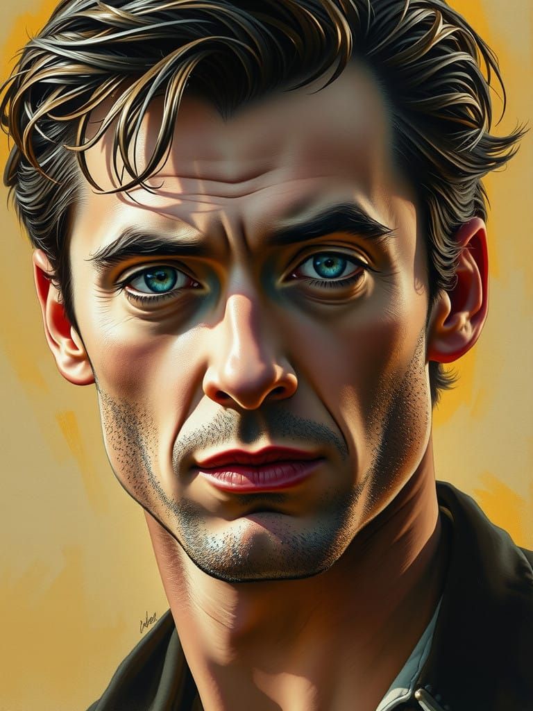 Hugh Jackman as Charismatic Curly McLain in Oil Paint