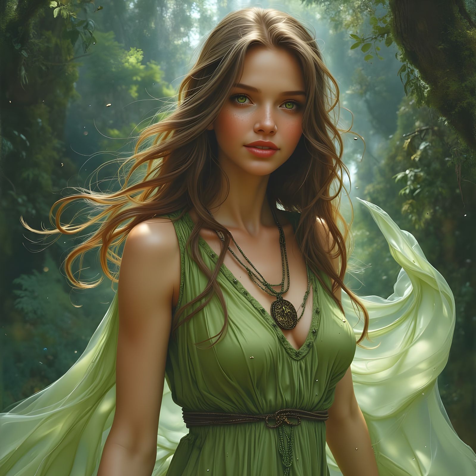 Norse Goddess Portrait in Matte Painting Style