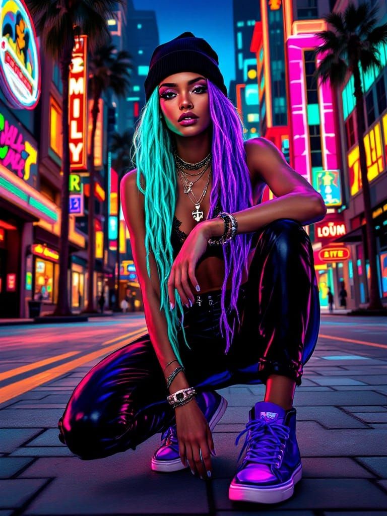 Vibrant Art Deco Goddess Rules Futuristic City