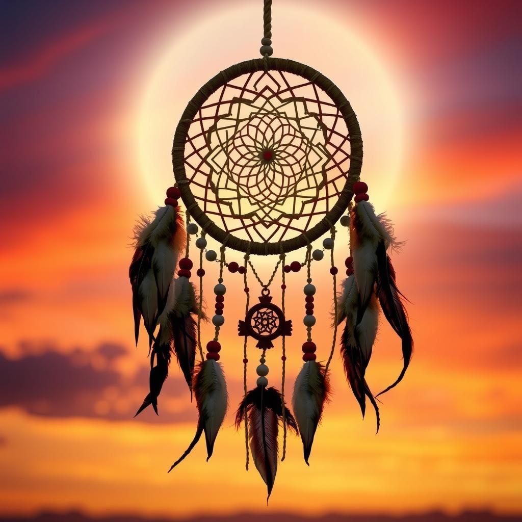 Native American Dreamcatcher in Ethereal Sunset Light