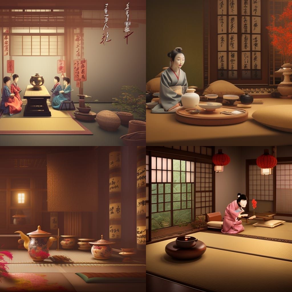 Japanese Tea Ceremony: Detailed Matte Painting
