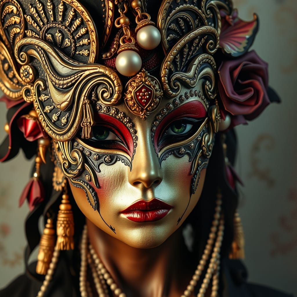 Vibrant Carnival Goddess in Thick Acrylic Textures