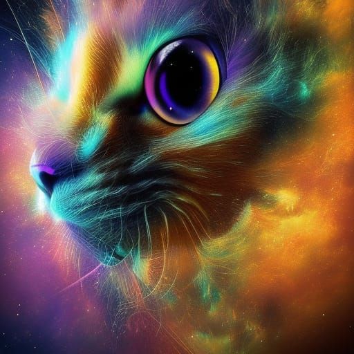 Epic Cat Galaxy in Maximalist Digital Art Style