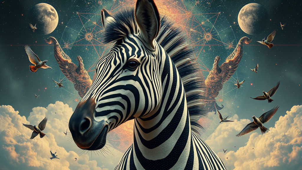 Surreal Zebra-Bird Paradox in Dreamlike Magic