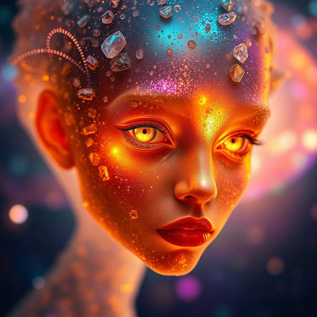 Ethereal Cosmic Being in Hyperrealistic Portrait