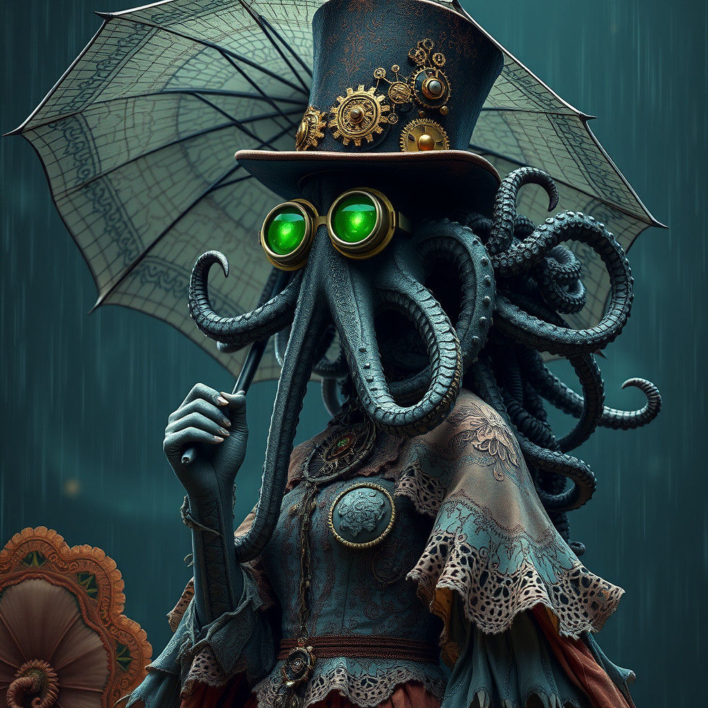 Cthulhu Fashion Model in Steampunk Style