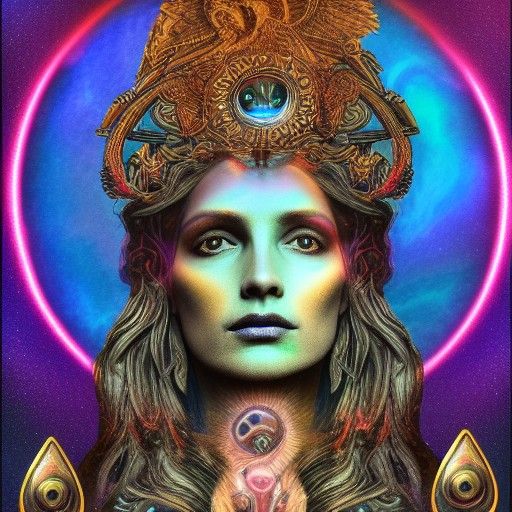 Goddess Hecate Holographic Cosmic Illustration