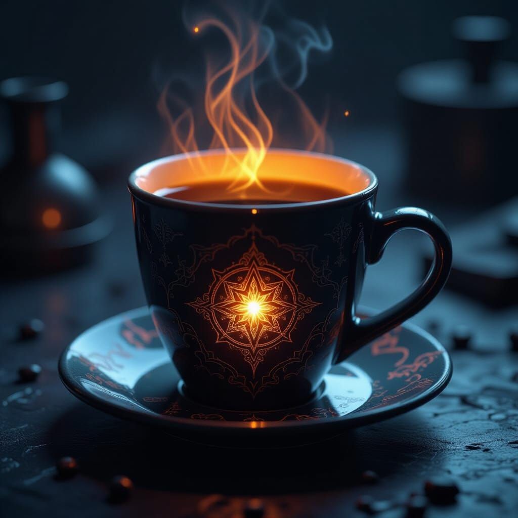 Mystical Coffee Cup with SCP Foundation Style and Ethereal G...