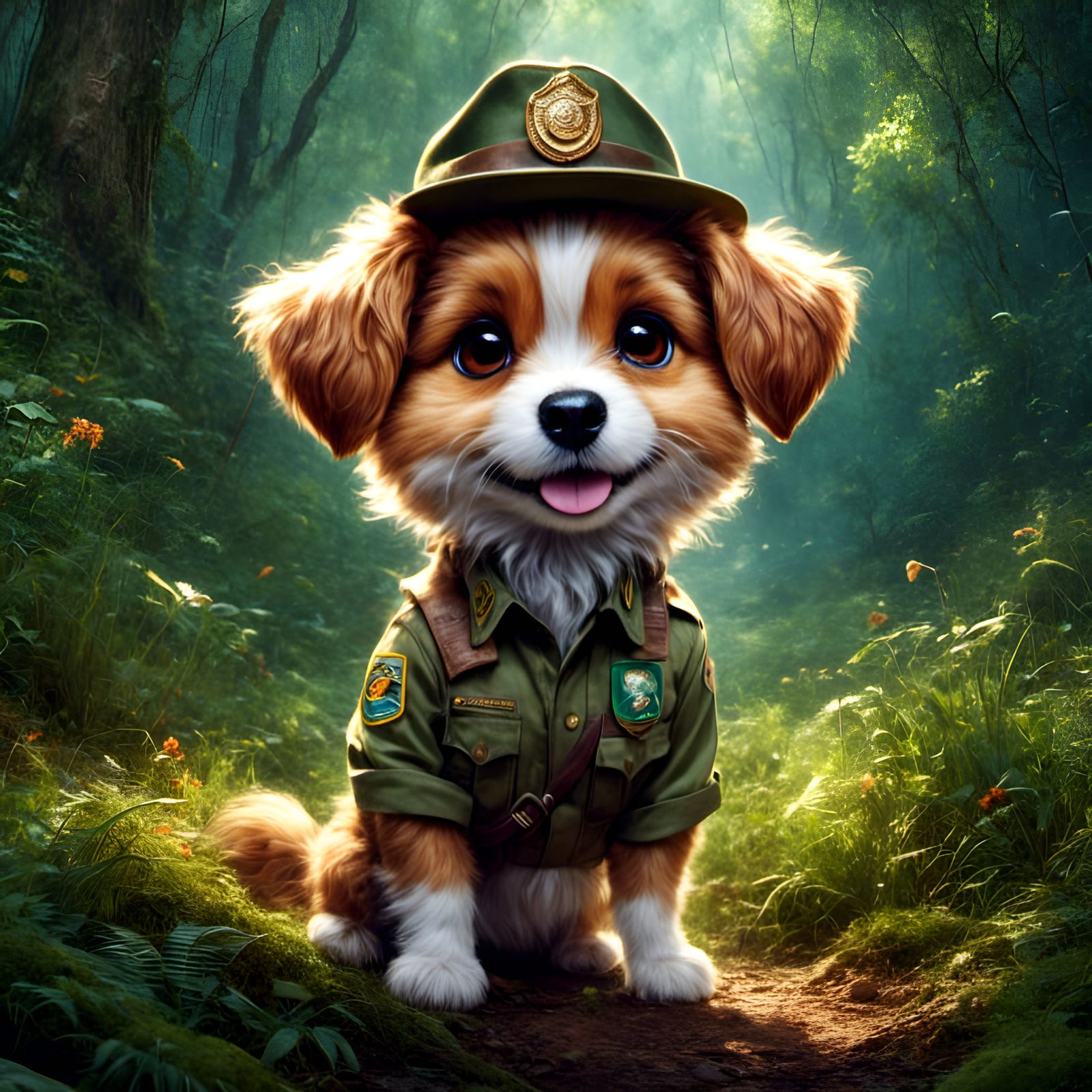 Dog Park Ranger Portrait in Graffiti Style